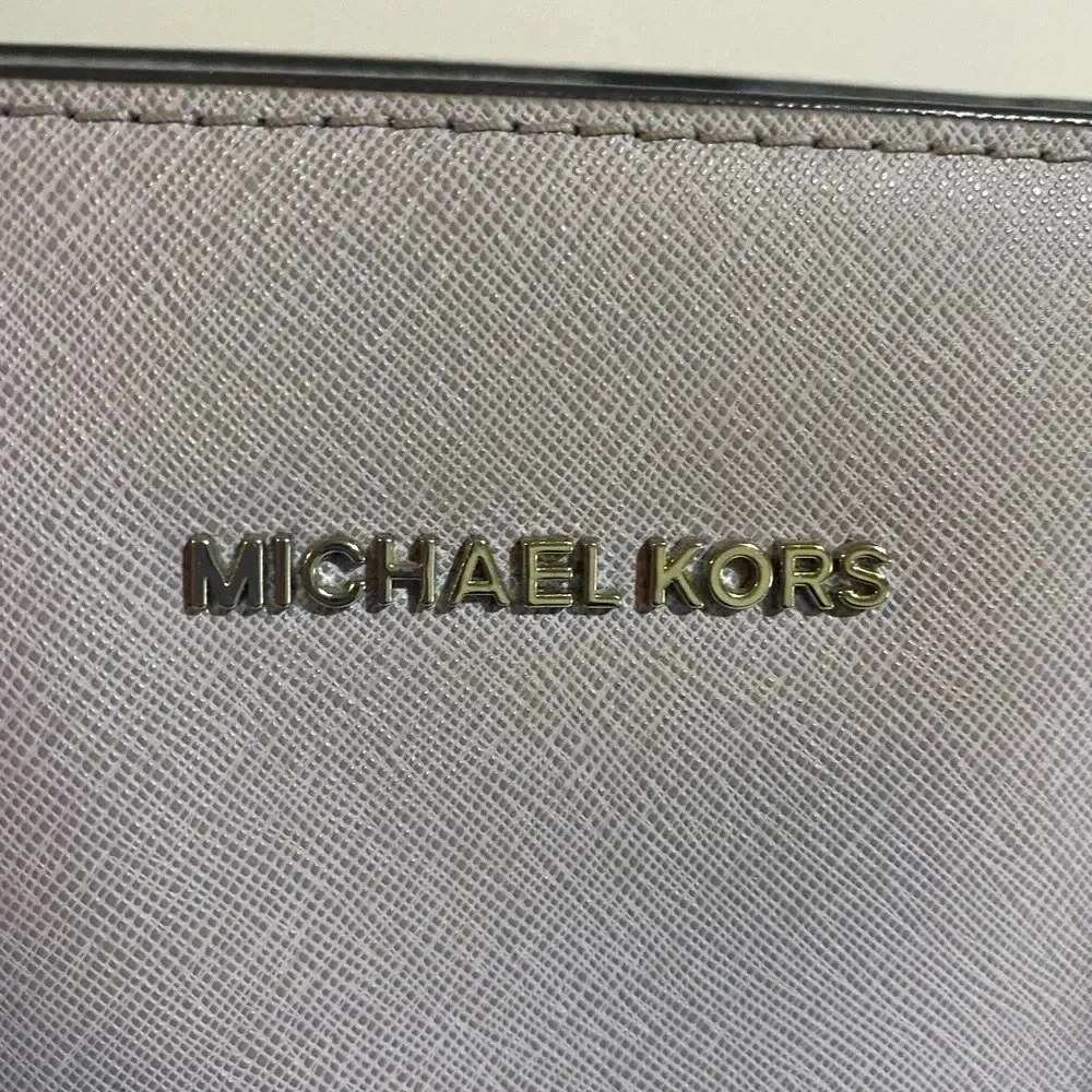 Michael kors grey saffiano leather satchel handbag